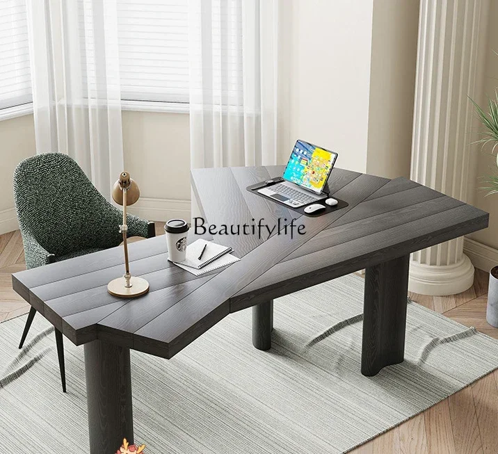

Whole house furniture French Retro Creative Fan-Shaped Advanced Solid Wood Desk Computer Desk Designer Model