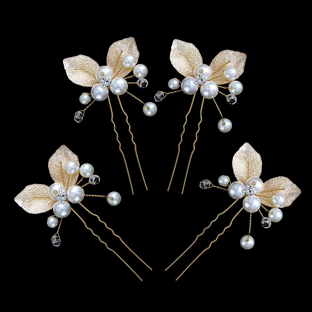 Floral Pearl Beaded Hair Stick Crystal Hair Bridal Hairpins Accessories Hairpins Pearl Hair Ornament Rhinestone Hairpins