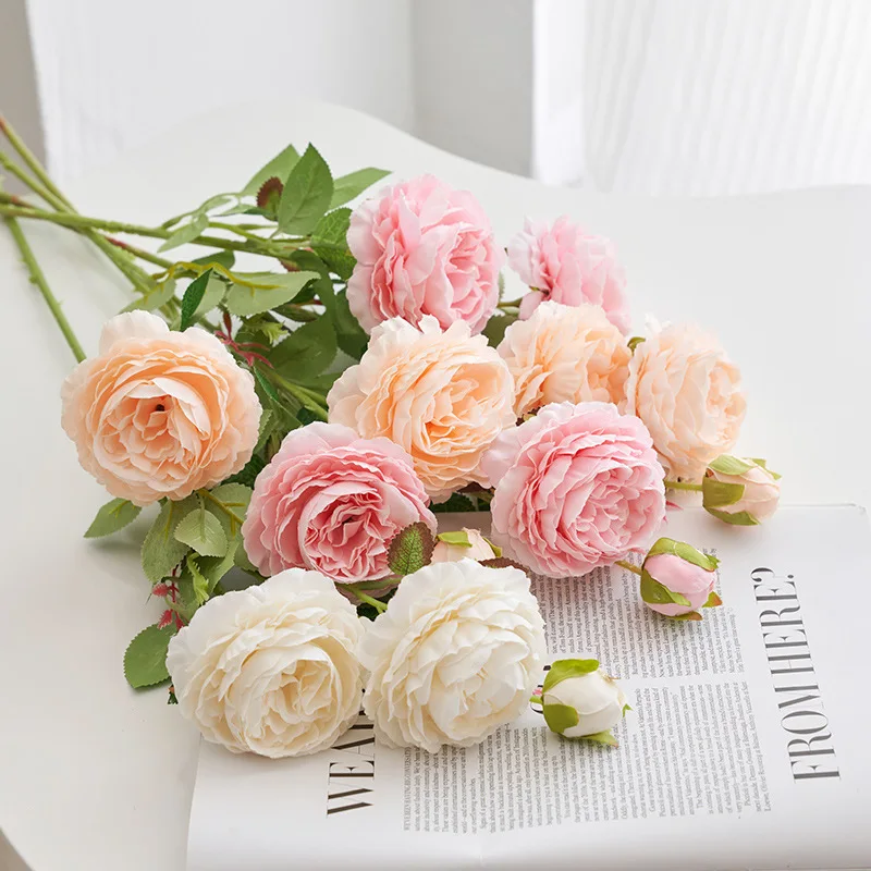 

Long Branch Finished Product Ranunculus Asiaticus Emulational Flower and Silk Flower Wedding Background Wall Flower Arrangement