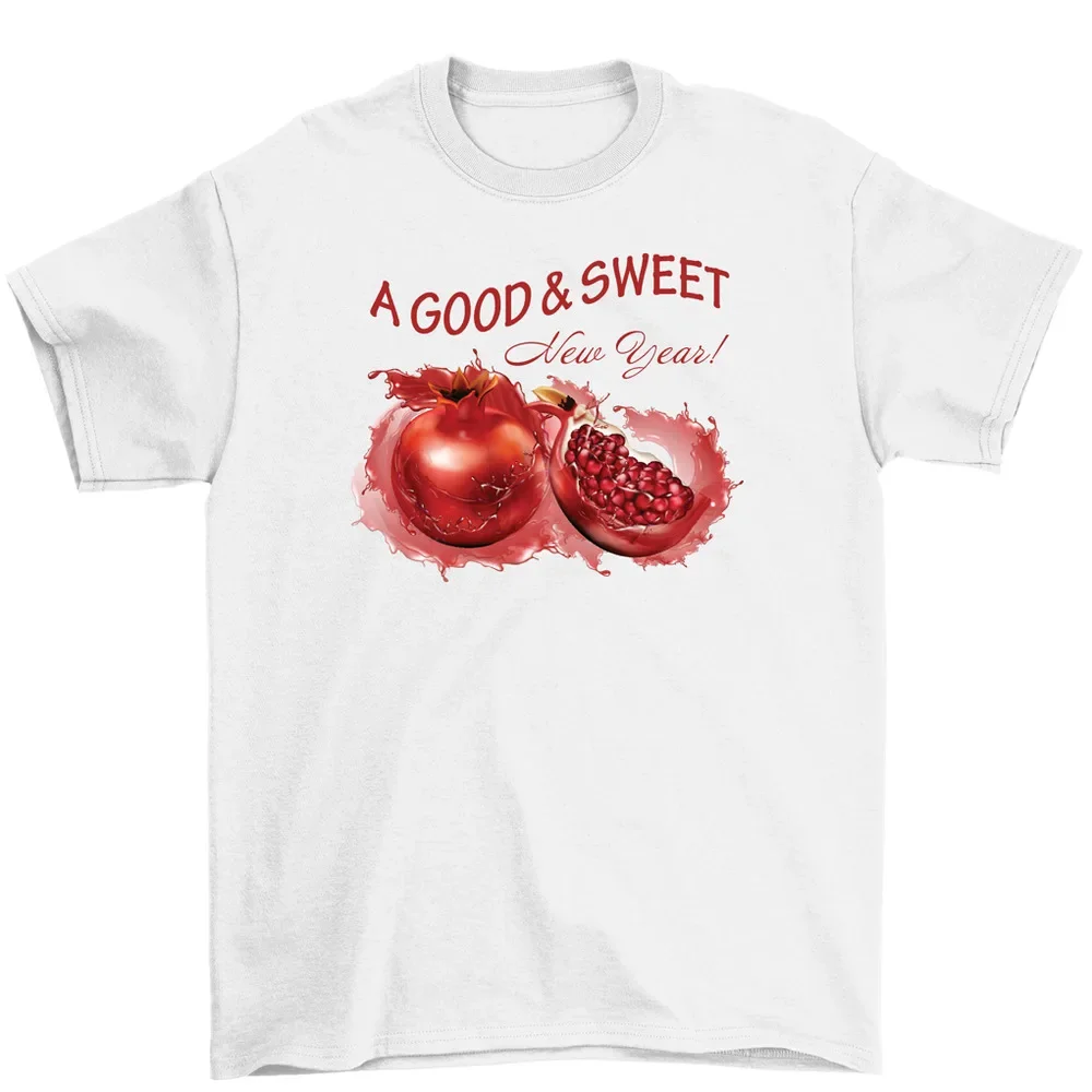 A Good And Sweet New Year Pomegranate Happy   T-Shirt Men WomenY2K Summer Short Sleeves100% cotton