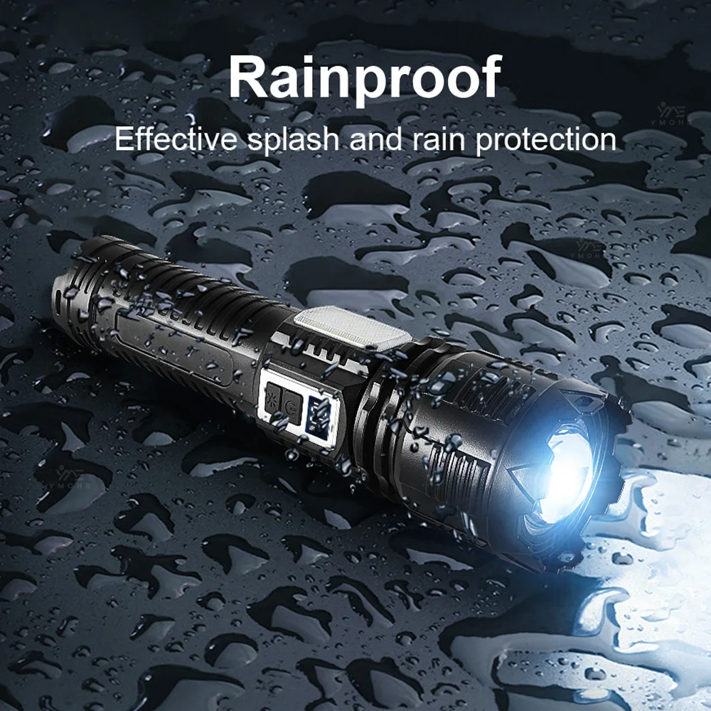 30W LED Outdoor Fishing Flashlight Rechargeable Solar USB Protable LED Spotlights Waterproof Buit 18650 Battery Fishing Lighting