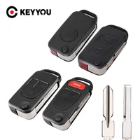 KEYYOU 2/3/4 Button Replacement Remote Flip Car Key Shell For Mercedes Benz W124 W168 W202 W203 A C E ML C CL S SL SEL SLK E113