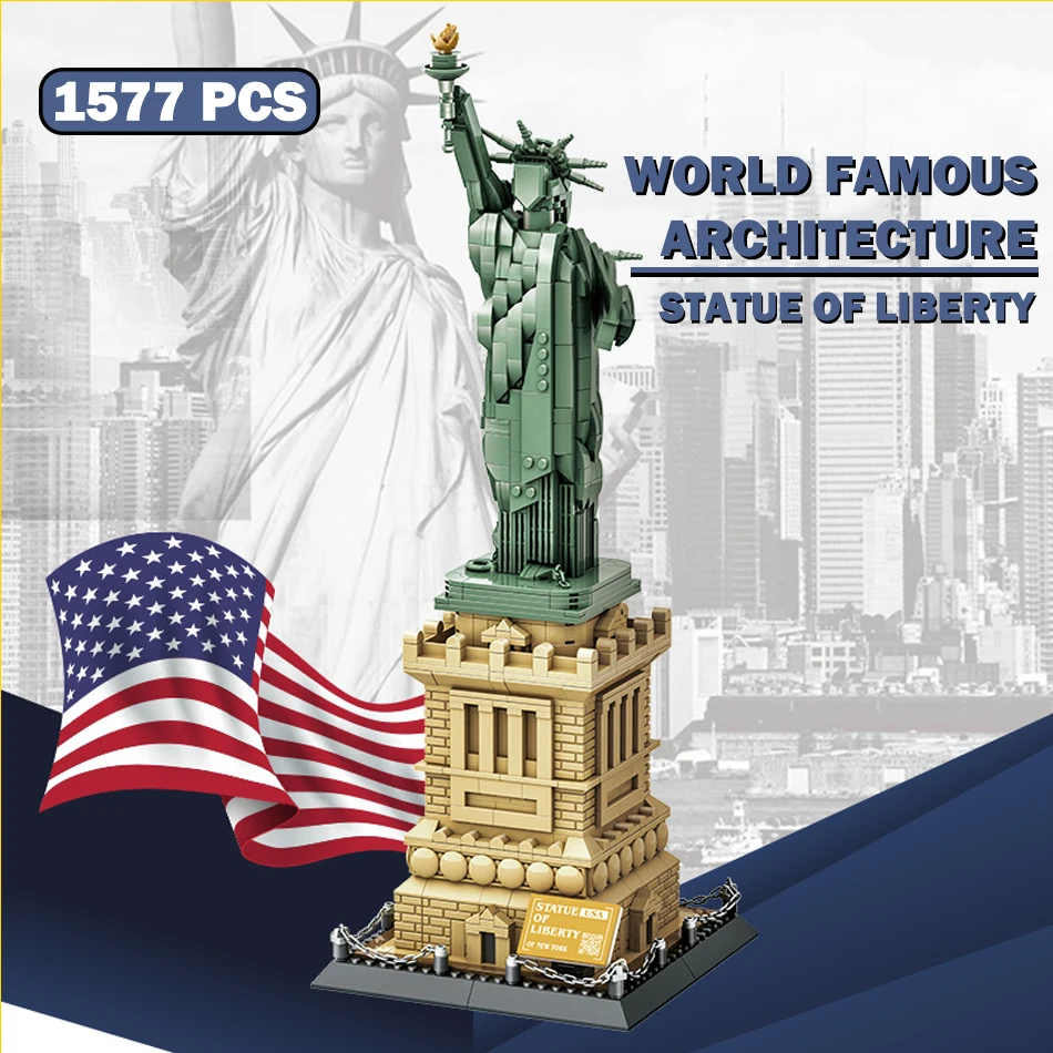 MOC World Famous Architecture America Statue of Liberty Model Building Blocks Large Construction Bricks Toy for Kids Adults Gift