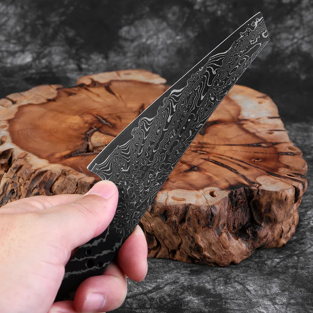 Japanese Damascus Steel Blanks Blade Hand Forged Kiritsuke Knife Black Blade Heat-treated Sharp Blade Edges Knife Making Supply