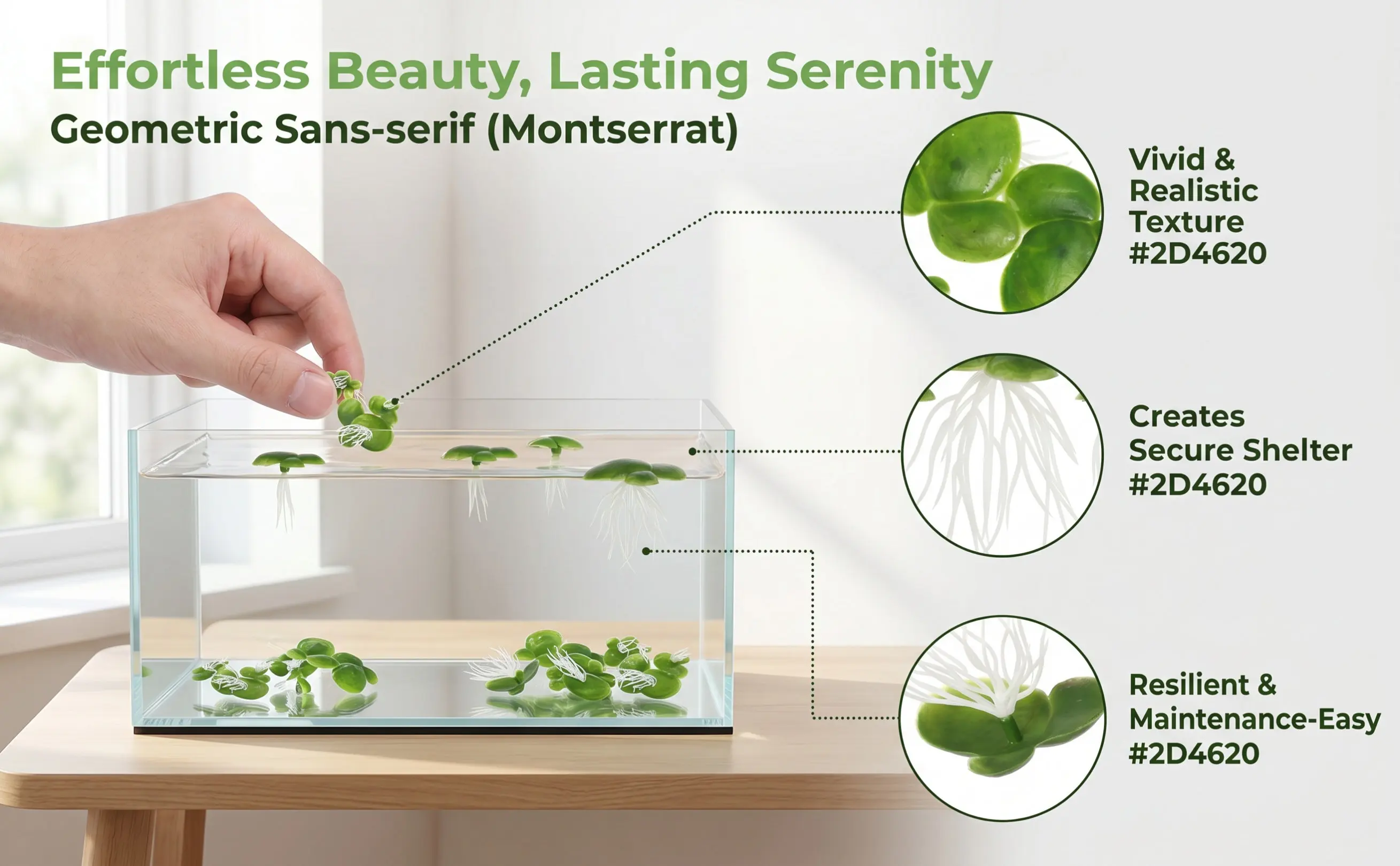 2 paquets de plantes artificielles en plastique imitant la liserée d'eau, décorations pour aquarium, plantes aquatiques flottantes vertes pour aquarium, herbe d'aquarium.