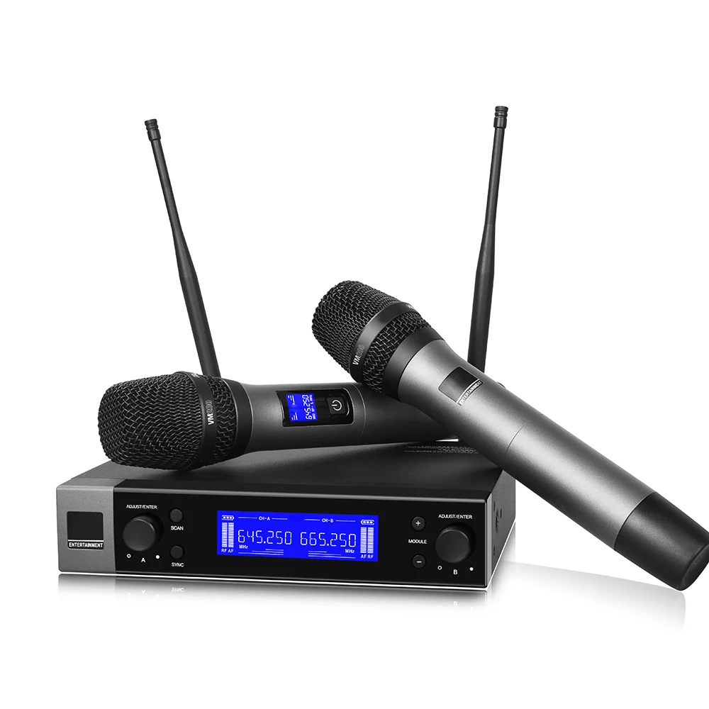 

VM200 UHF dual 2channel channel wireless microphone Long distance transmission wireless system mic For Stage Performance