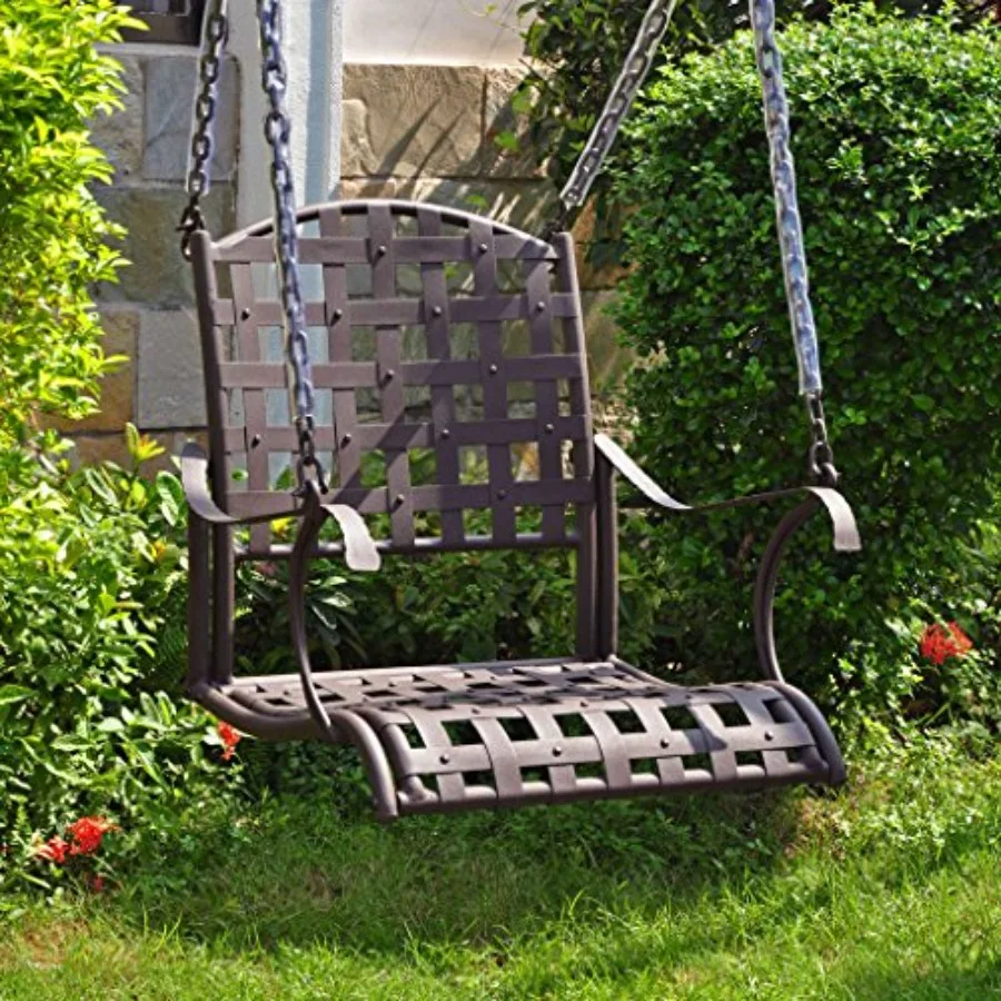International Caravan Santa Fe Iron Nailhead Single Porch Swing Rustic Brown