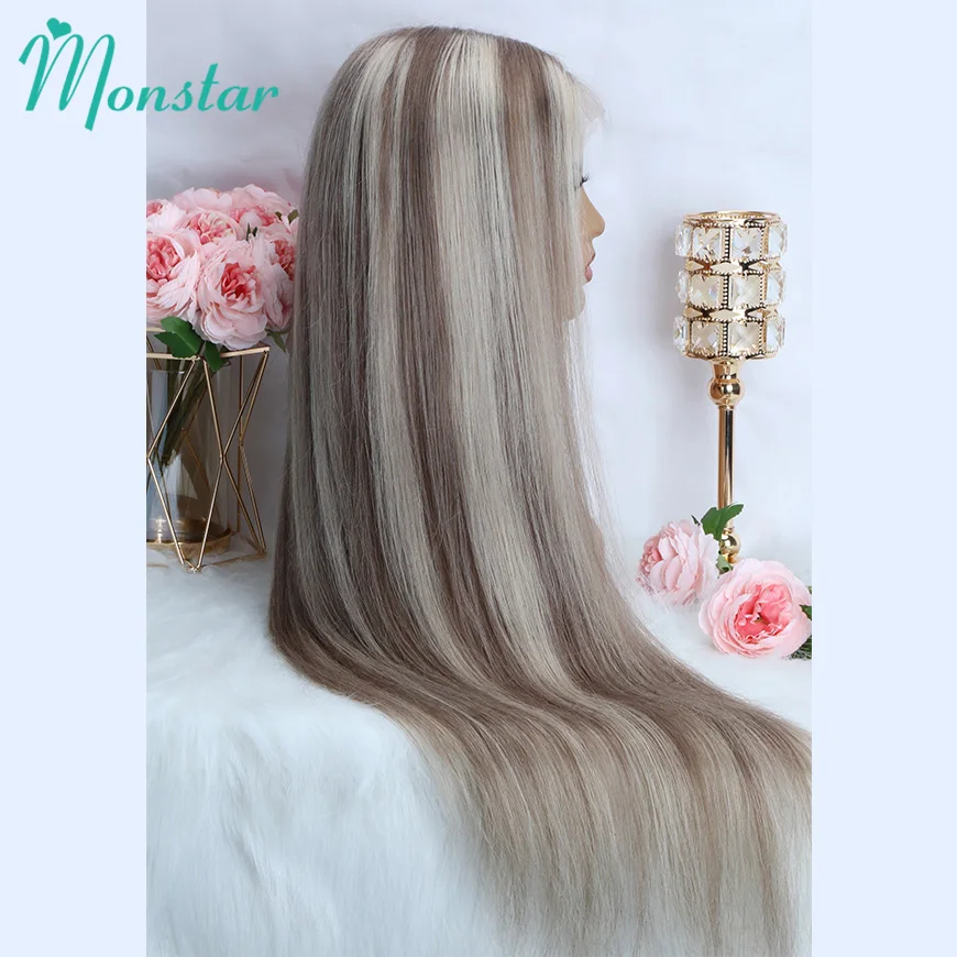 Perruque Lace Frontal Wig naturelle naturelle lisse, cheveux bruts vietnamiens, à reflets blonds, 13x6 Hd, pour femmes, 613