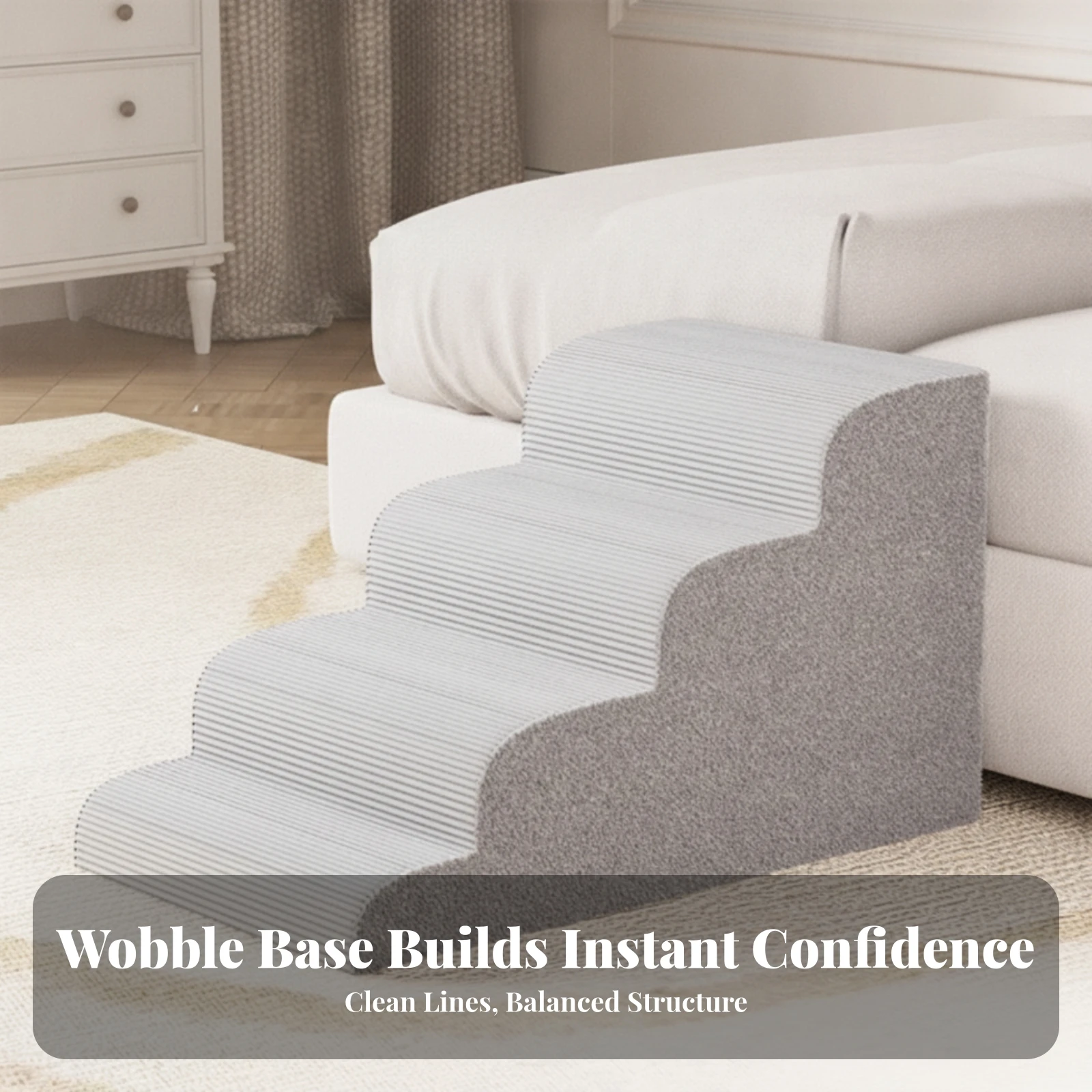 Dog Steps Easy to Clean Foam Pet Staircase Dog Stairs with Removable Cover Washable for Small Dogs, Bed, Sofa