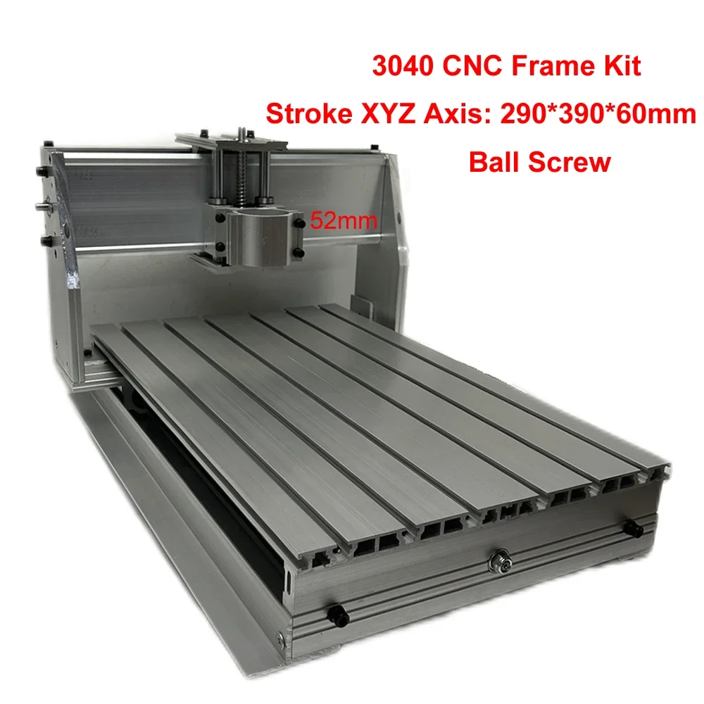 Aluminum CNC Frame Kit 3040 Ball Screw DIY Wood Router Engraving Milling Machine Rack 52mm Spindle Bracket Stroke 290x390x60mm