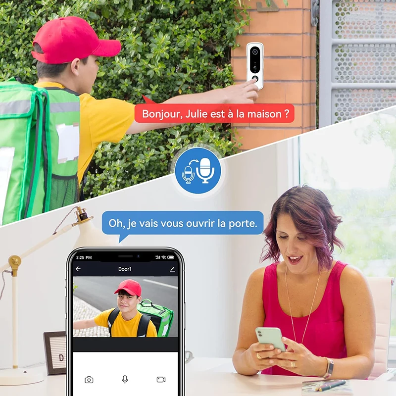 Tuya-timbre de puerta inalámbrico para el hogar, videoportero con cámara de 2,4 P, Audio bidireccional, detección de movimiento, WiFi, 1080G