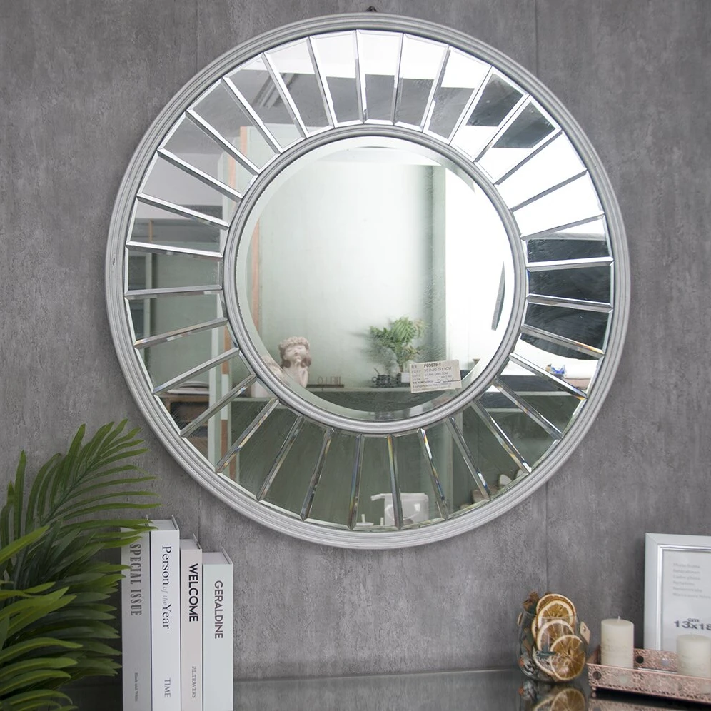 90cm Euramerican vogue contracted adornment wall mirrors light luxury large silver wall decor art mirror