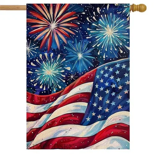 Patriotic American Flag House Flag 28x40 Inch Double Sided for Outside, Large... AAV hhz