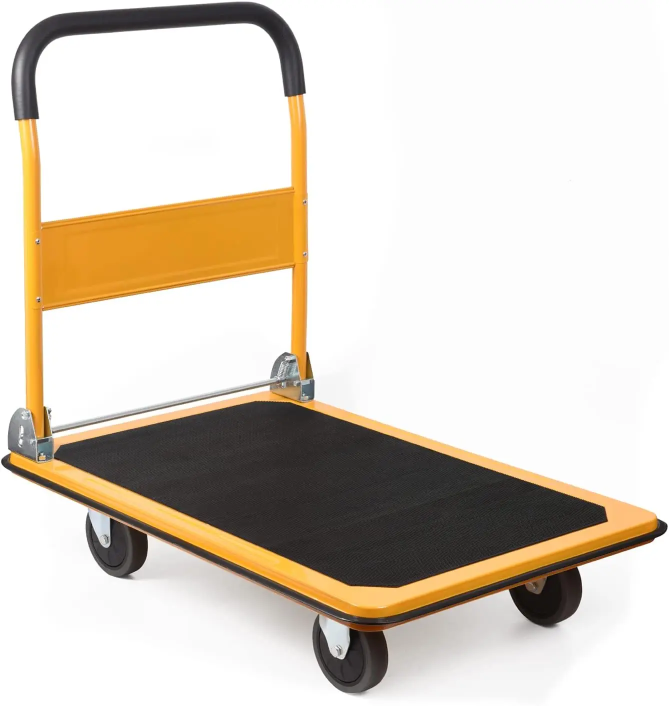 LEADALLWAY Platform Truck Large Size 880lbs Foldable Push Cart 35.8x24x34.3inches Yellow