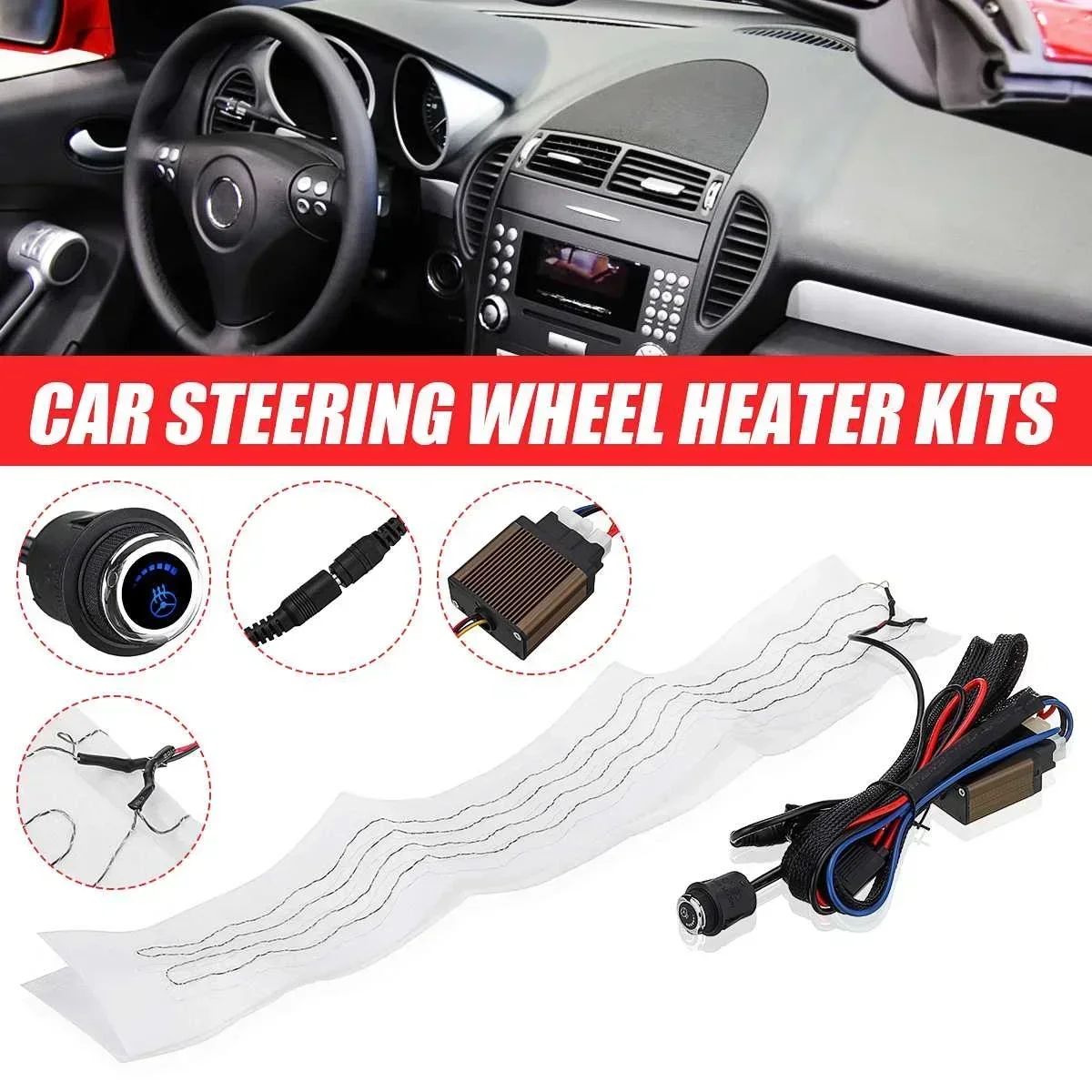 Winter Flocking Cloth Car Steering Wheel Heater Auto Heat Pads Universal Car Heater 60X9CM 6 Positions Round Switch Body Kit