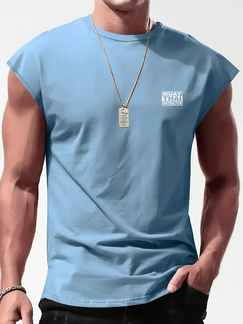 2024 New Running Fitness T-Shirt Quick Dry Workout Sleeveless Fitness Oversized Men\'s Bodybuilding Sports T-Shirt Gym T-Shirt