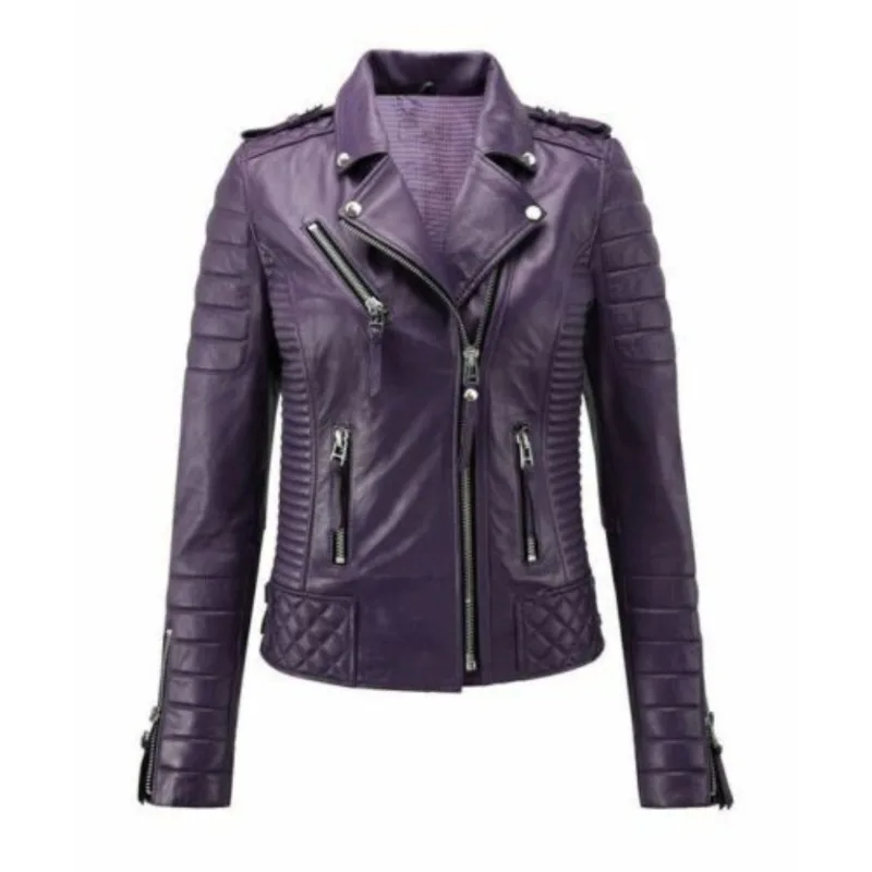 

Women's Leather Jacket Genuine Leather Sheepskin Slim Fitting Motorcycle Jacket European and American Fashion Trend