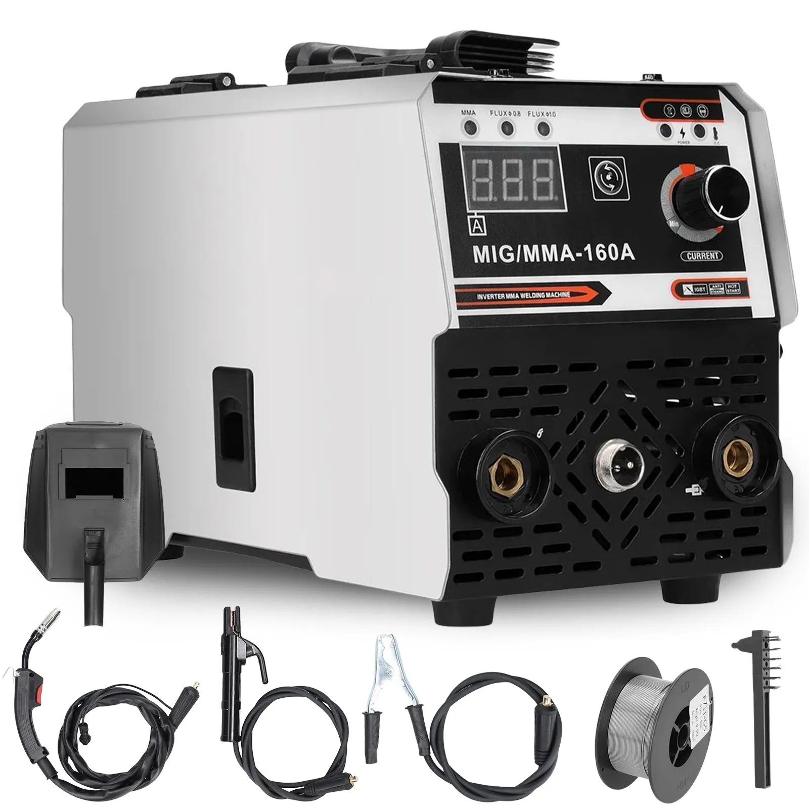 Image of Multifunktionaler IGBT DC-Inverter-Schweißer 2-in-1 MIG MMA Tragbare Schweißmaschine mit automatischer Drahtzuführung, Kontaktschweißen, gasfreiem Lichtbogenschweißen für Metallbearbeitung und