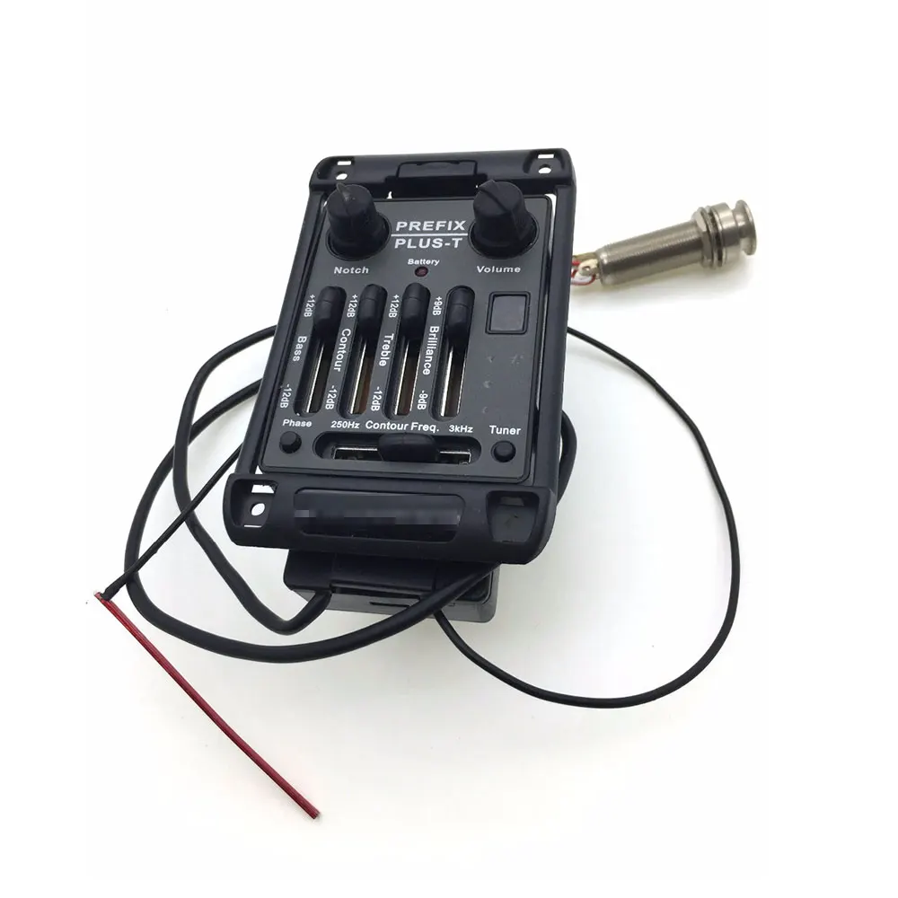 Guitar Pickup Prefix Plus-T Onboard Preamp Matrix Acoustic EQ Equalizer with Tuner Thin Red Piezo