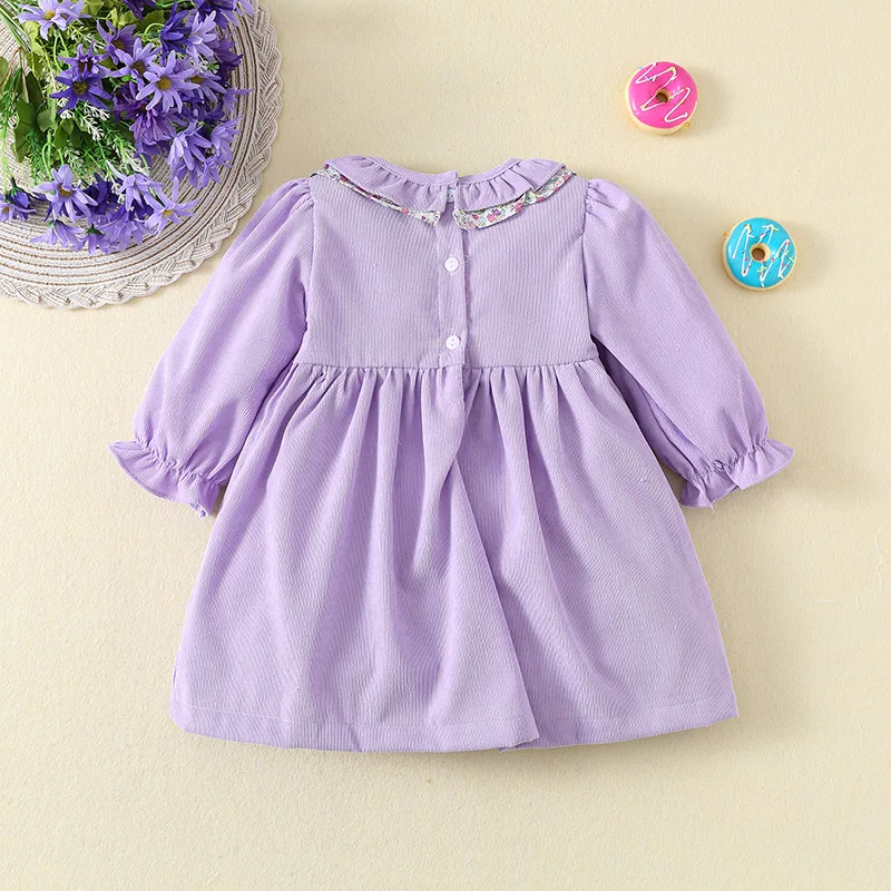 Robe d'automne à manches longues pour filles, avec col à volants, robes de princesse brodées, tenue mignonne pour fête d'halloween, 2025