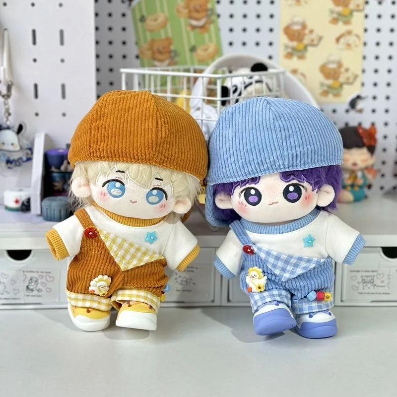 20cm Doll Clothes T-shirt Pants Cap Mini Clothes Overall Suit For Cotton Stuffed Dolls Toys Accessories Idol Doll Outfit T-shirt