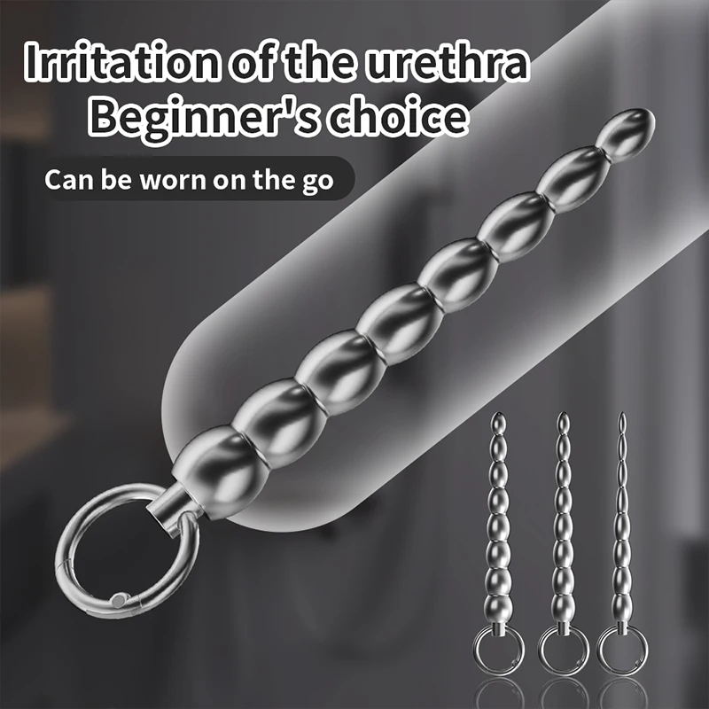 Stainless Steel Pull Bead Penis Plug Urethral Sound Catheter Dilator Horse Eye Stimulator Stick Delay Man Masturbator SM Sex Toy