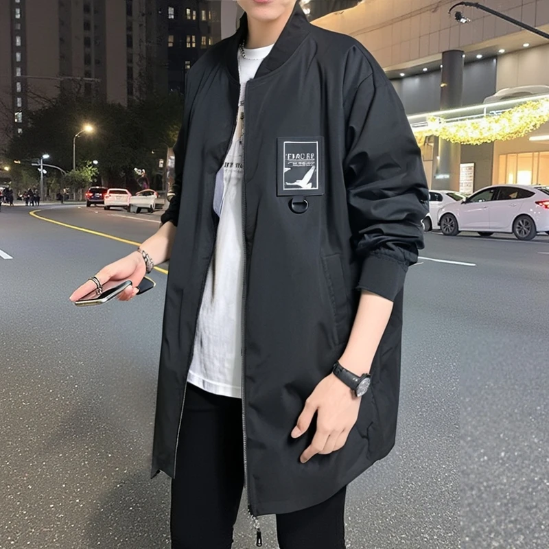 

Master Mix Match, осеннее новое мужское длинное пальто серебристого цвета Tai 2025, весенняя подставка на молнии, однотонная повседневная одежда с воротником-стойкой