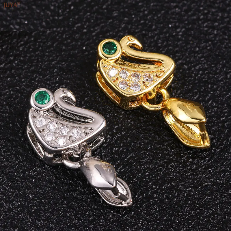 

JUYA DIY Handmade Crystal Agate Earrings Clamp Pinch Jewelry Findings Copper Plated Gold Silver CZ Zircon Clip Bails Accessories