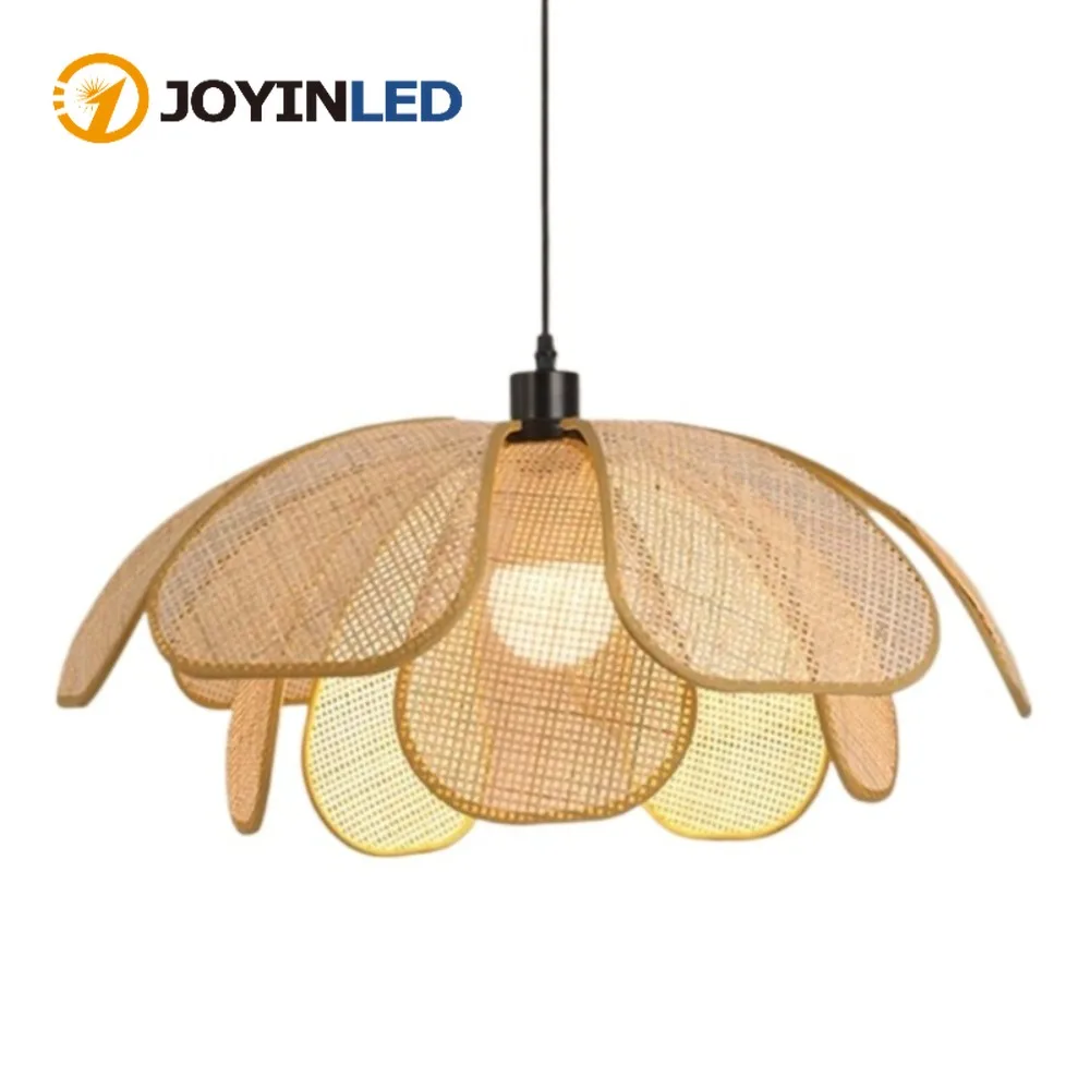 

Люстра в форме лепестка из ротанга, креативный подвесной светильник для ресторана, японское плетение, комната для проживания в семье, спальня, гостиная, лампа E26/E27
