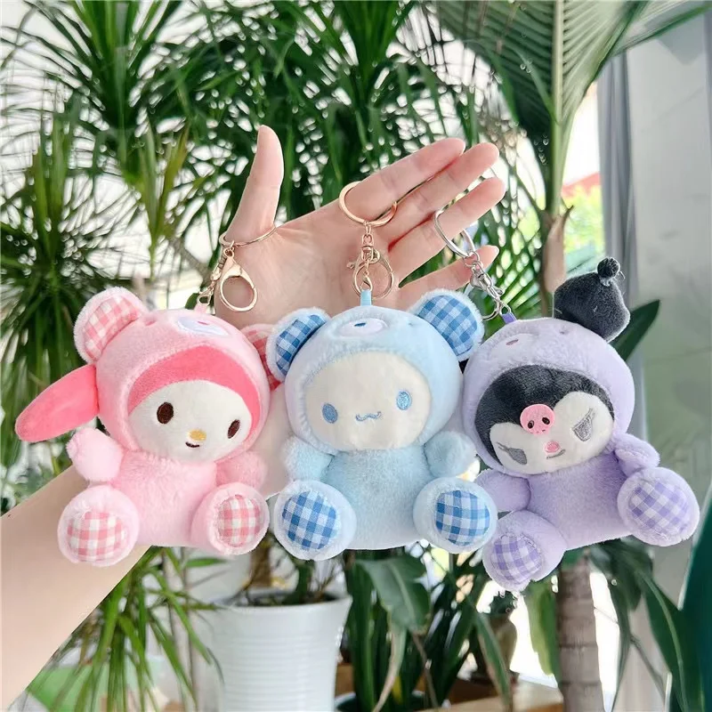 

Kawaii Sanrio Plush Keychain Doll Hello Kitty My Melody Kuromi Cinnamoroll Cartoon Animal Stuffed Pendant Backpack Decoration