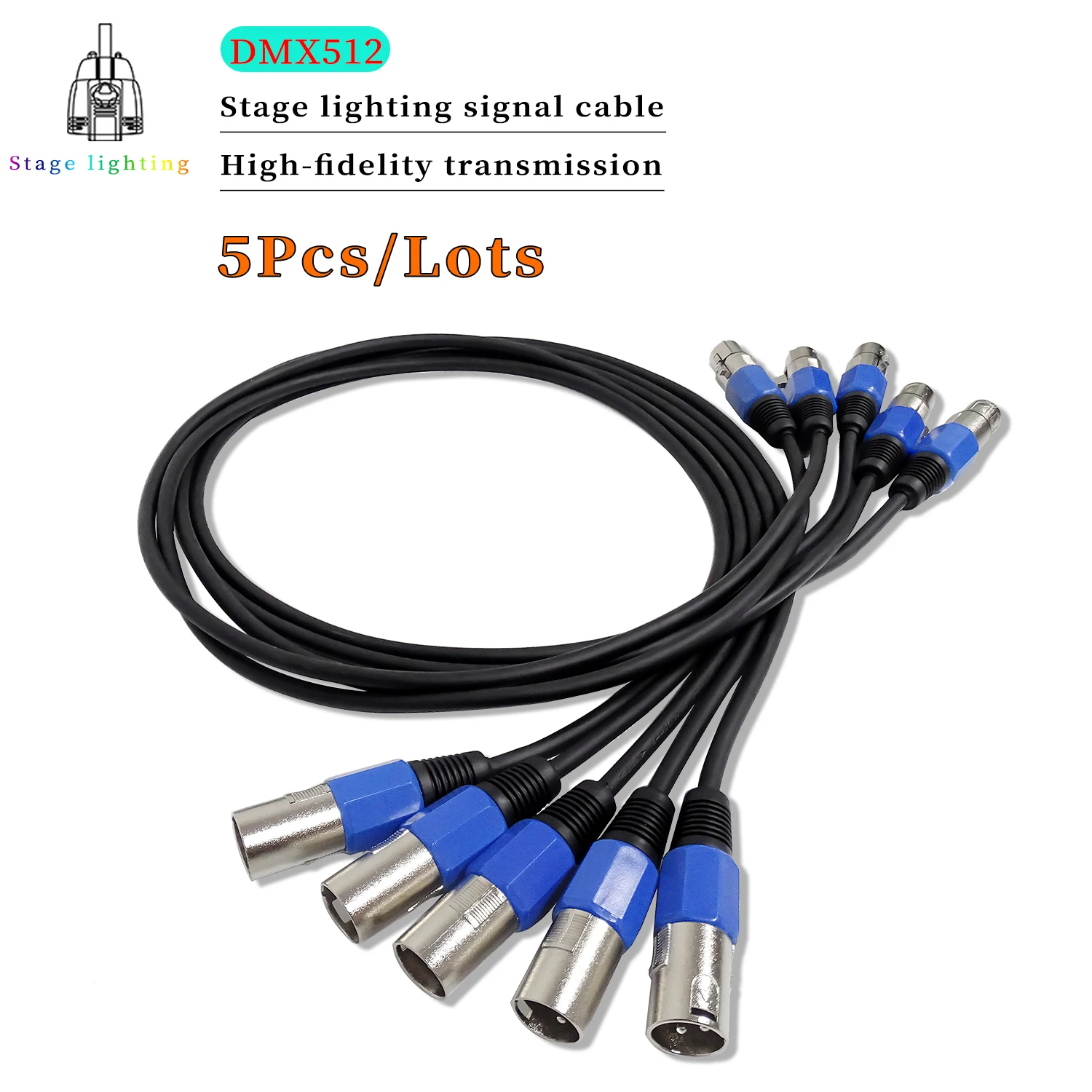 

5Pcs/lots Led Par Light Connection Cable 3-PIN DMX Cable 1M/5M/10M/15M/20M DMX Signal Line Used For DMX512 Stage Light