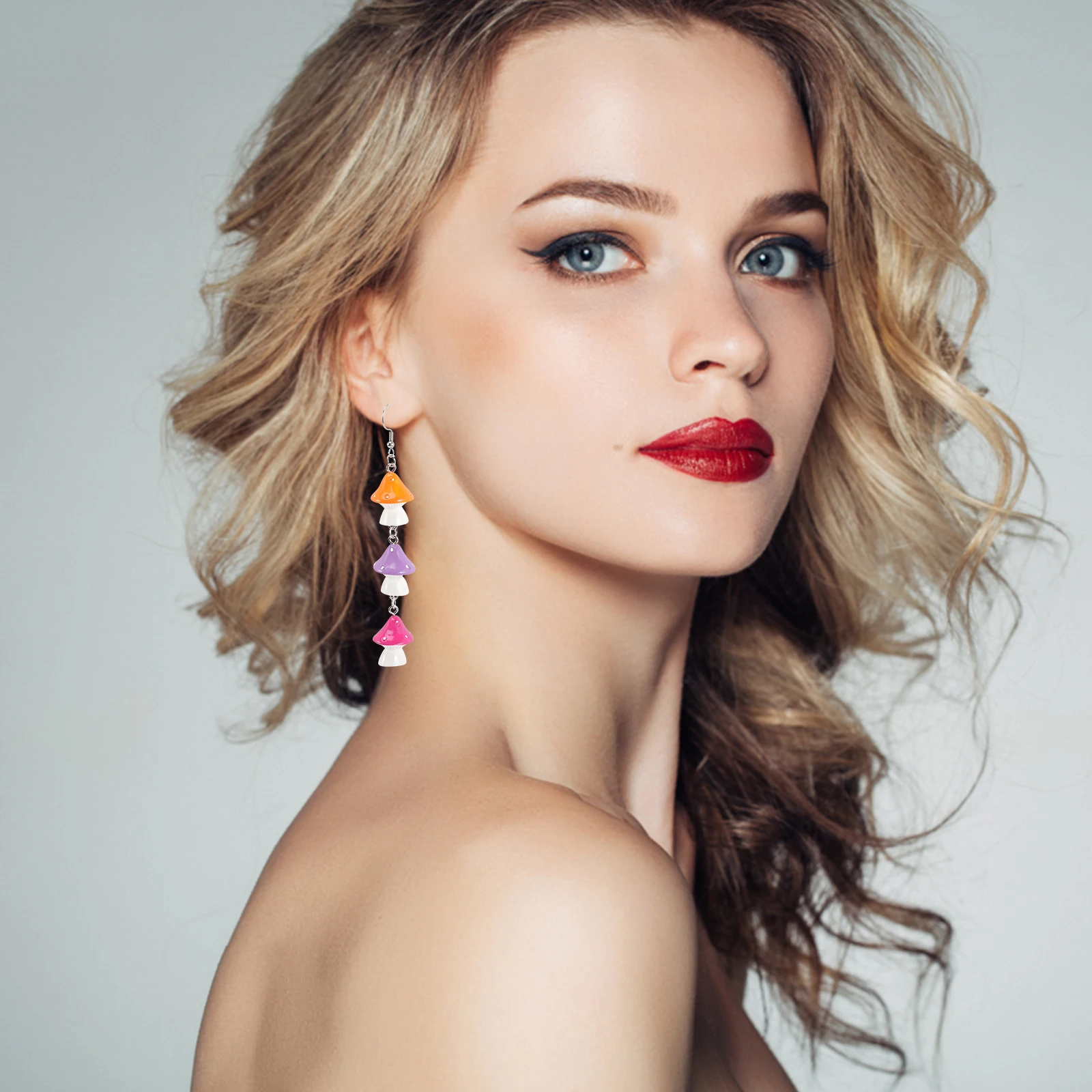 

Colorful Mushroom Earrings for Women Dangle Plastic Beads Fashion Accessories Daily Travel Party Wear Skin Friendly Comfortable