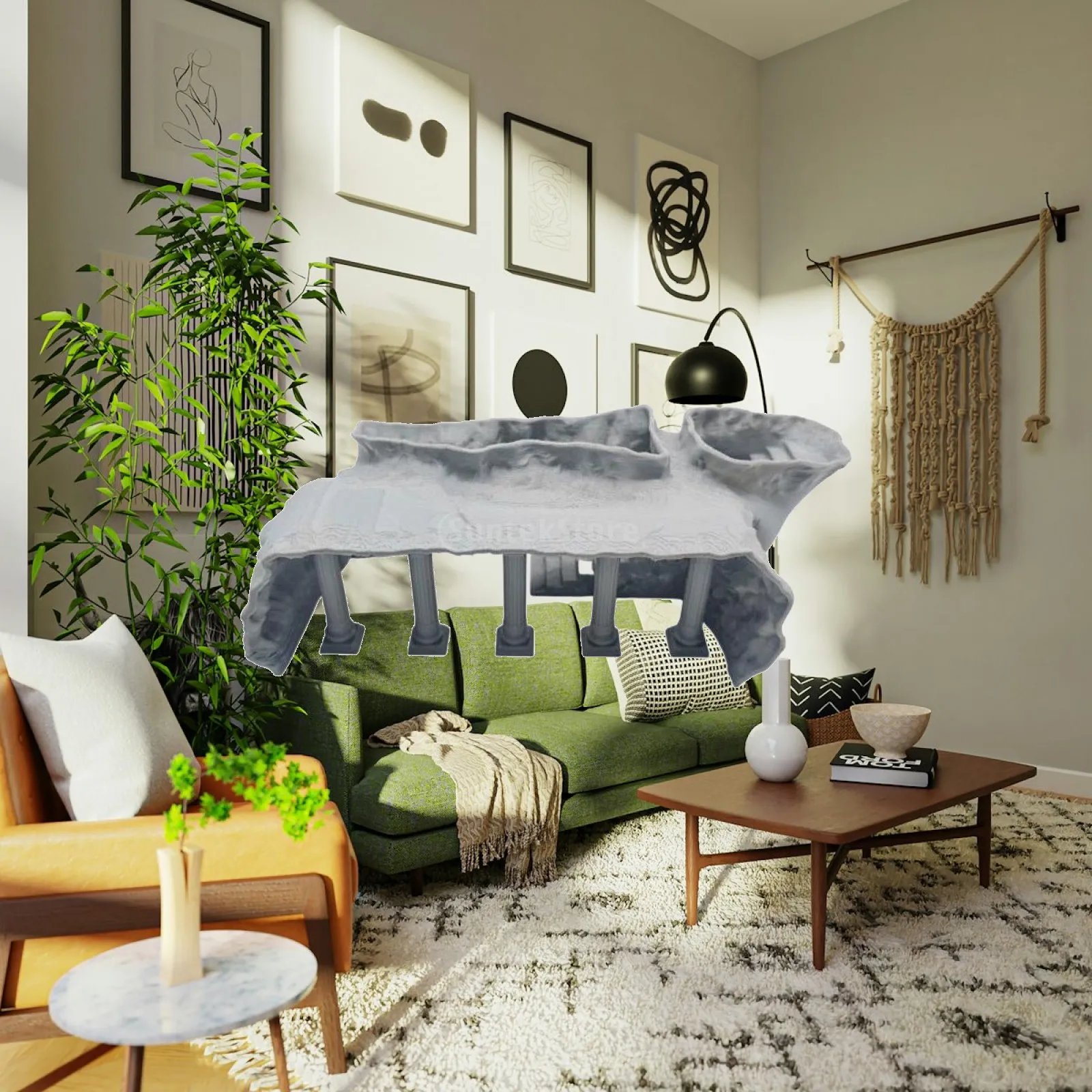 Aquarium Cave Sunken Mansion Tunnel Artificial Shelter for Fish Tank Aquarium Decoration and Aquatic Setup