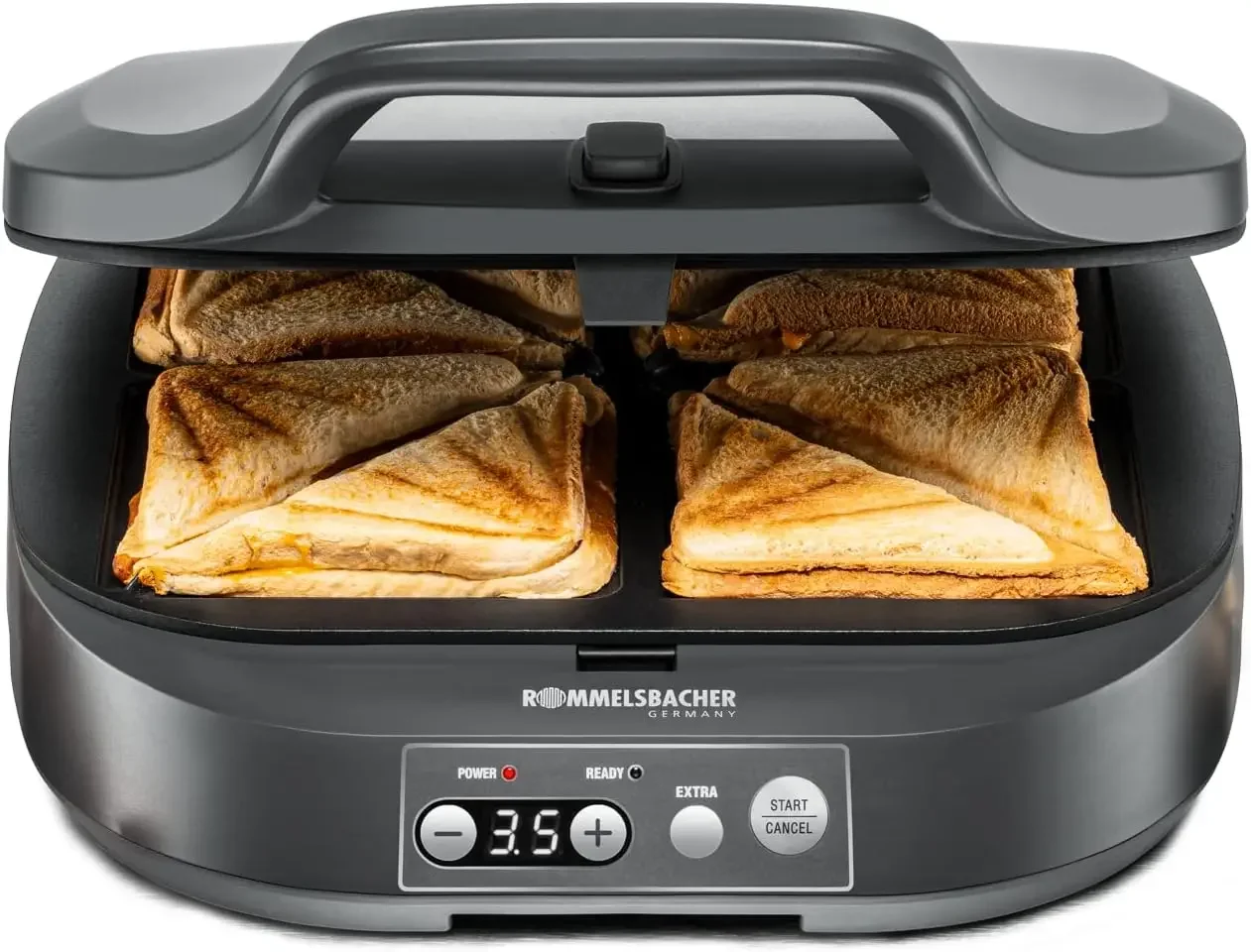 ROMMELSBACHER Sandwichmaker ST 1800, 4 XL-Sandwiches, Antihaftbeschichtung,