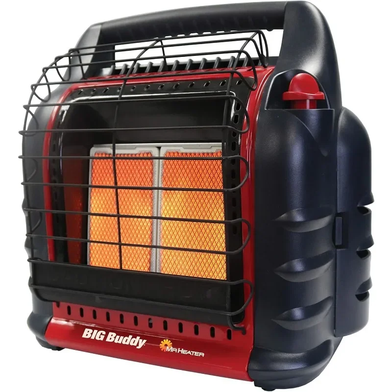 Mr Heater 4000 to 18000 BTU 3 Setting Portable LP Gas Heater Unit with Dual Tank Connection for Indoor and Outdoor Use,Black/Red