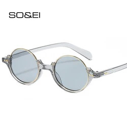 SO&EI Vintage Round Sunglasses Women Fashion Gradient Shades UV400 Men Trending Rivets Punk Sun Glasses