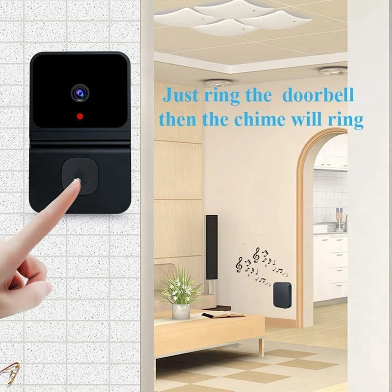 Wireless Video Doorbell Camera With Wireless Chime, Intercom HD Night Vision Wifi Rechargeable Security Door Bell