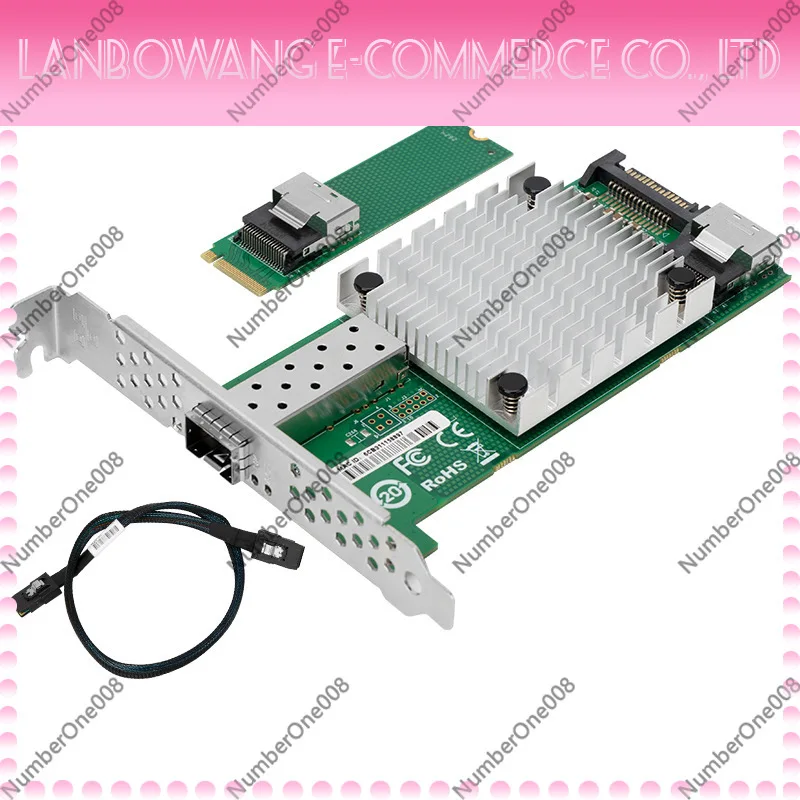 Placa de Rede de Fibra M.2 para 10G SFP+ Servidor, NIC de Fibra com Chip 82599, Suporte PXE WOL Wake-on-LAN