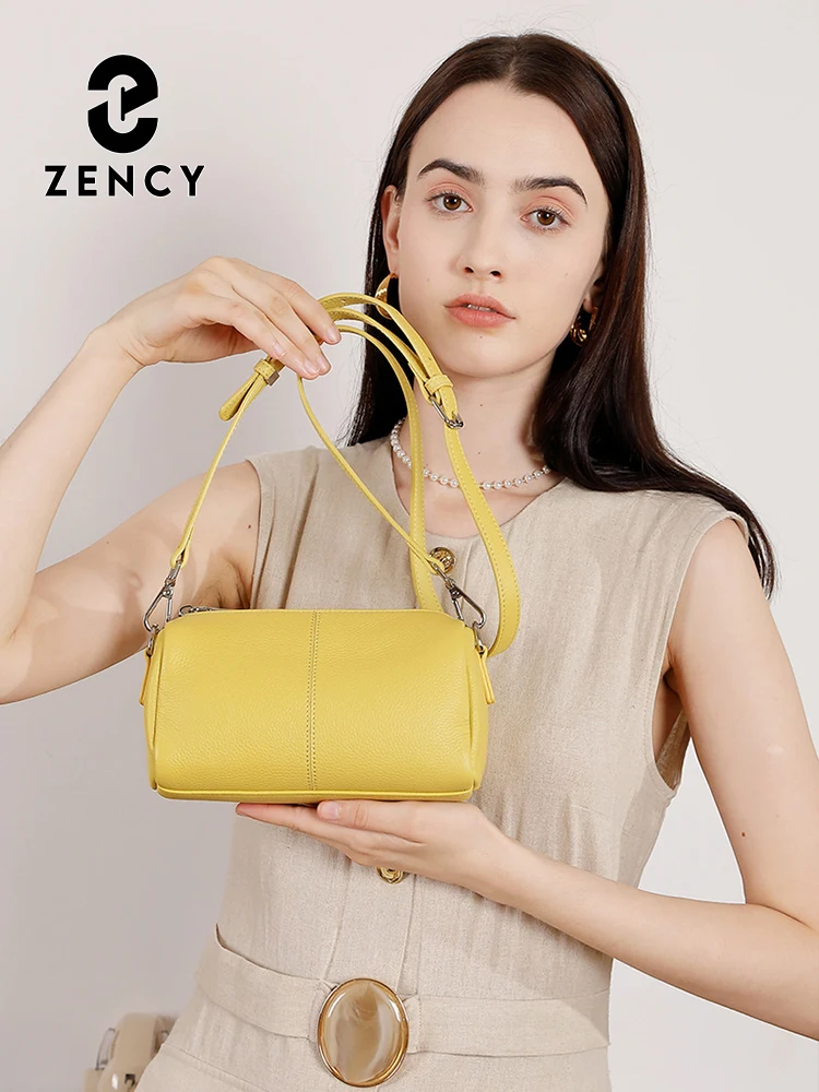 Zency Women's Red Handbag 100% Genuine Leather Ladies Shoulder Crossbody Bag Fashion Hobos High Quality Satchels 2025 Trendy