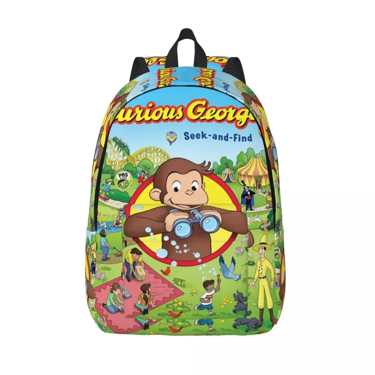Curious George Monkey Cartoon Backpack for Men Women Casual  display picture 1