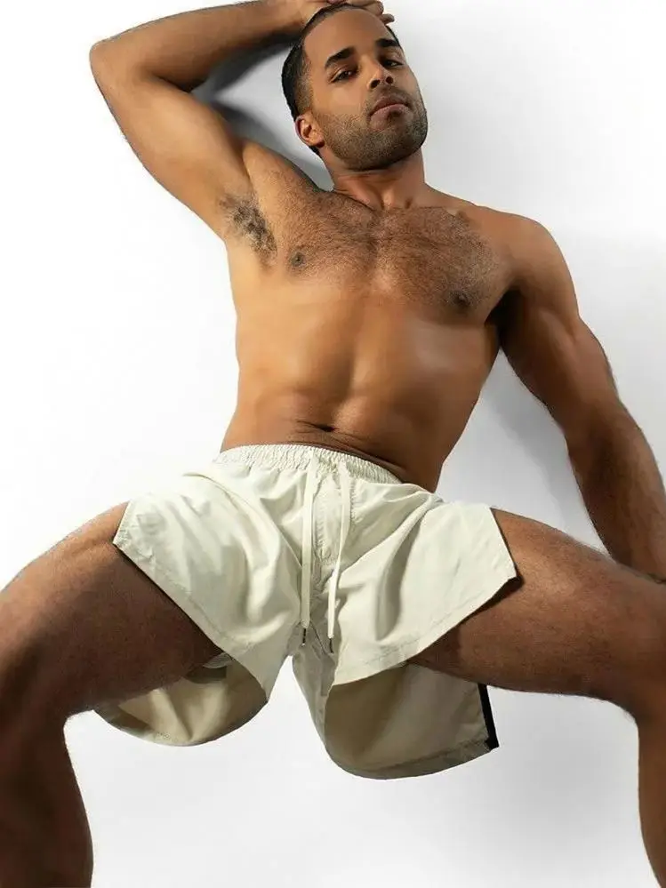 

Casual Sporty Split Three Piece Pants for Men Color Loose Fit Five Length Youthful Style Daily Wear Summer Season