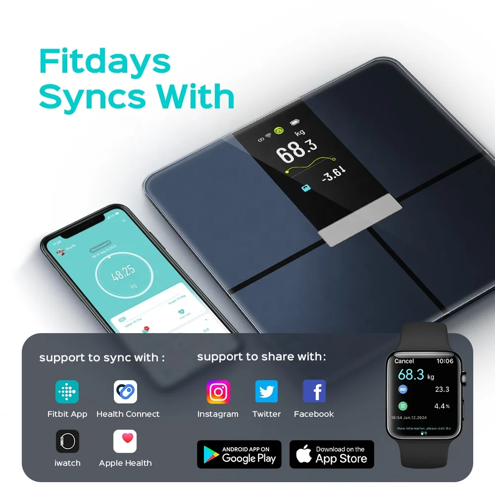 Hot Sale Smart Digital Weighing Scale Digital Body Fat Electronic Weighing Bathroom Scale With Blue-tooth Wifi Connection