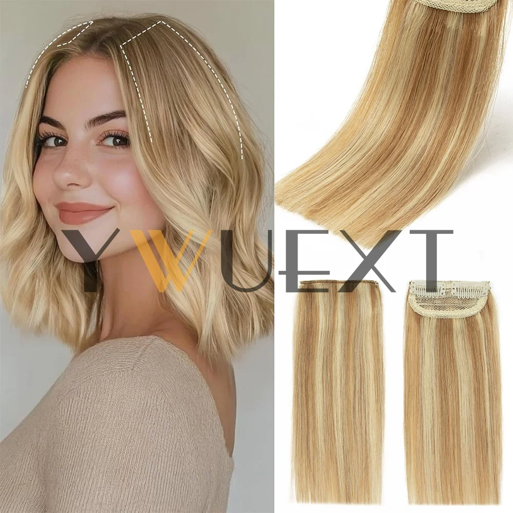 YWUEXT Mini Clip In One Piece Hair 10-30cm Pad On Both Sides Real Natural Human Hair Remy for Women Clips in Human Hair Extensions