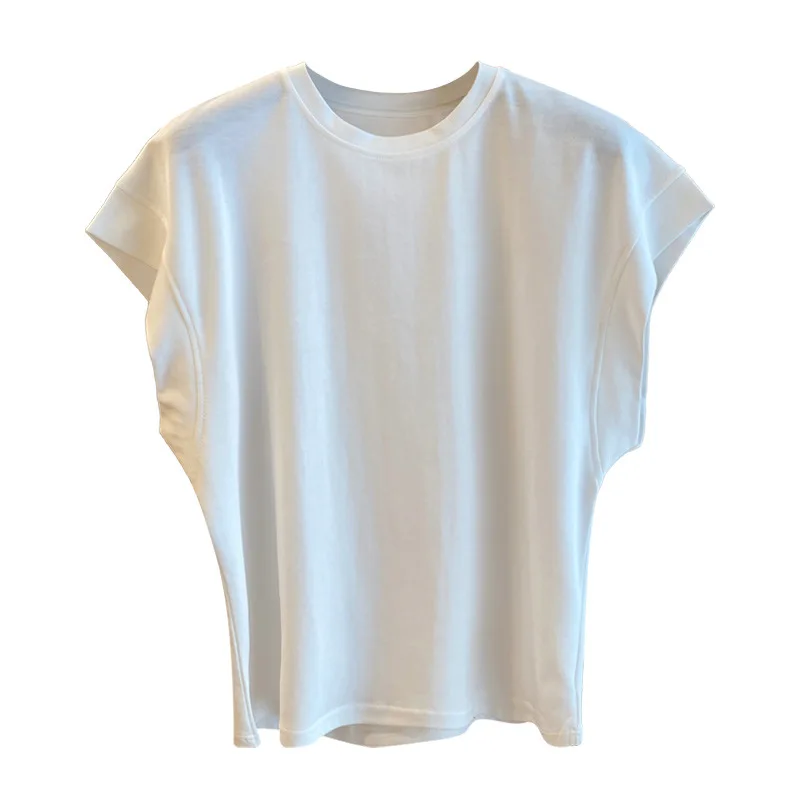 Design sense niche flying sleeve t-shirt for women loose cotton sleeveless top for women oversized t shirt