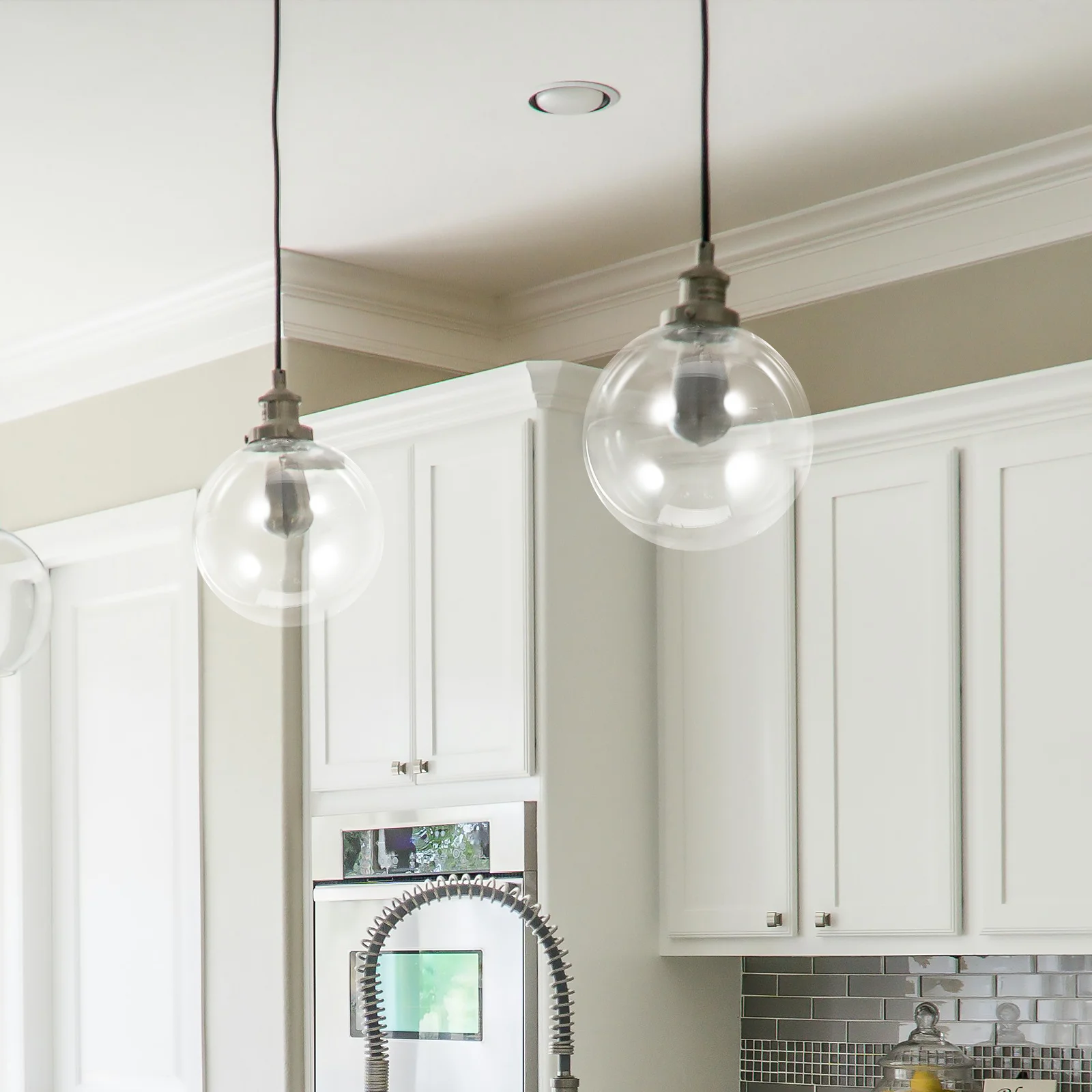 

180Mm Clear Glass Globe Lamp Shade G9 Socket Modern Replacement for Chandelier Ceiling Wall Pendant Light Fixture