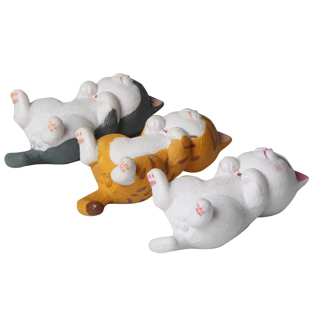 

3Pcs Cat Small Decoration Lifelike Creative Decor for Desktop Garden Office Miniature Statue Cat Small Decoration