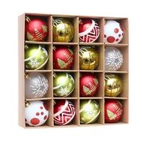 Christmas Decoration 6cm Plastic Ball Shaped Painted Christmas Party Hanging Ball Pendant 16pcs/set Xmas Tree Drop Ornament