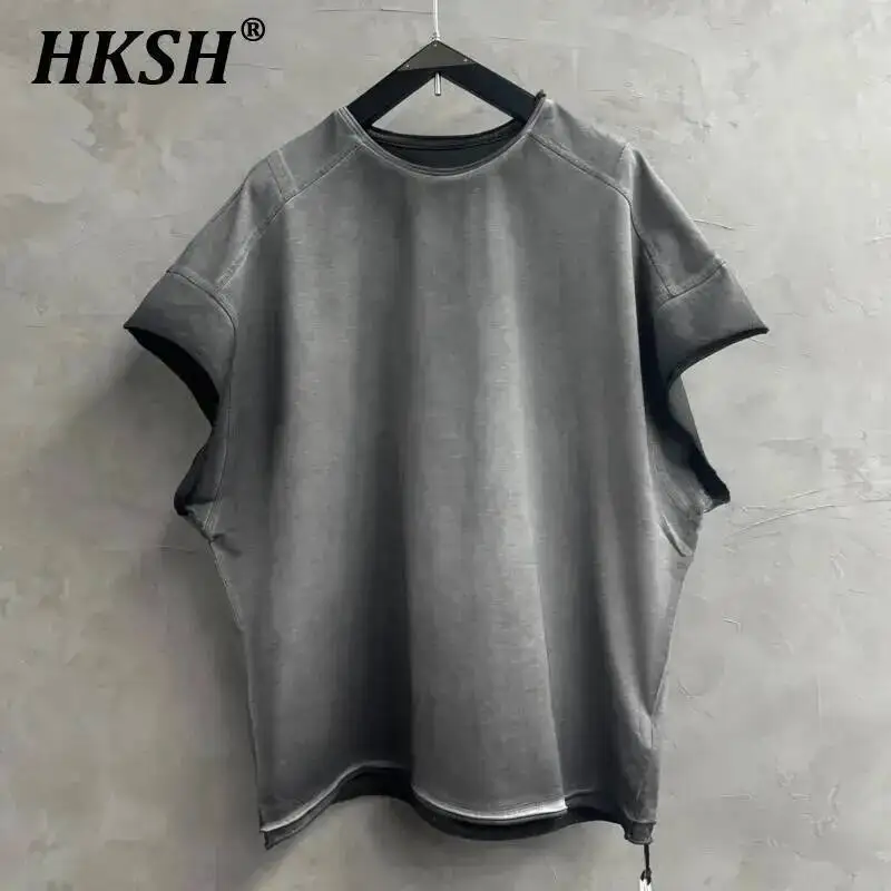 

HKSH летняя новая мужская винтажная футболка Waste Land, персонализированная модная футболка со сращенным силуэтом, модные повседневные футболки в стиле панк HK5222