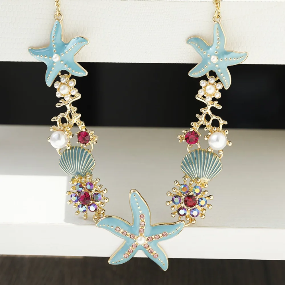Starfish Chain Bracelet Beach Jewelry Shell Beach Resort Style Starfish Shell Necklace Necklaces Jewelry Accessories Women