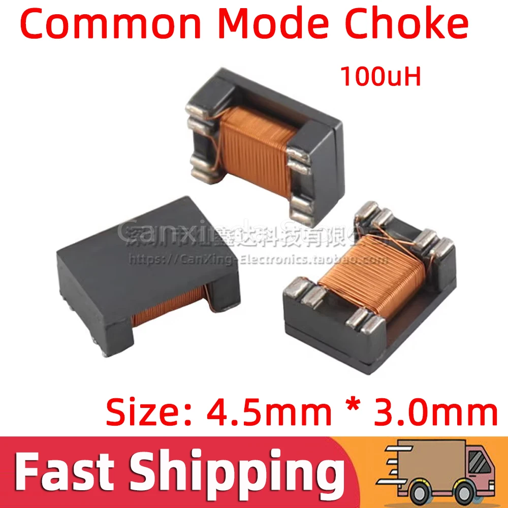 

10pcs SMT SMD Common Mode Choke Coil Inductor Inductance 100uH Switching Power Supply Signal Line Filter 4.5*3mm
